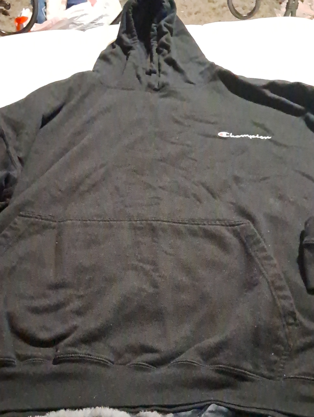 Champion Black Pullover Hoodie with Embroidered Logo